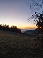 Sonnenuntergang bei der Panoramabank in Wasserdobl Aspach Innviertel